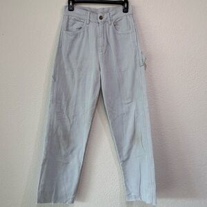 DREW High Rise Straight Leg Pants Size 26 Baby Blue Utility Minimalist Chic